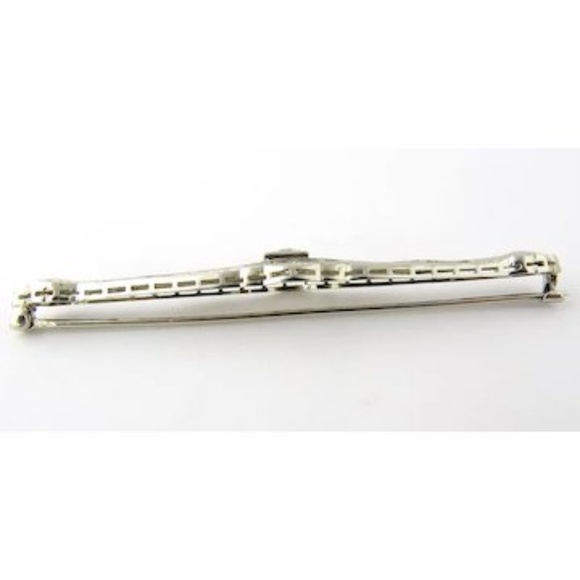 Antique 14K White Gold and European Diamond Filigree Bar Pin Brooch .5ct #189 - Picture 5 of 7